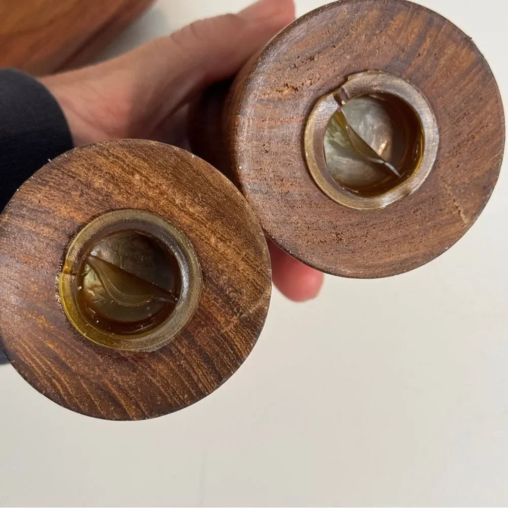 Vintage Teak Napkin Holder with Salt Shaker & Pepper Mill